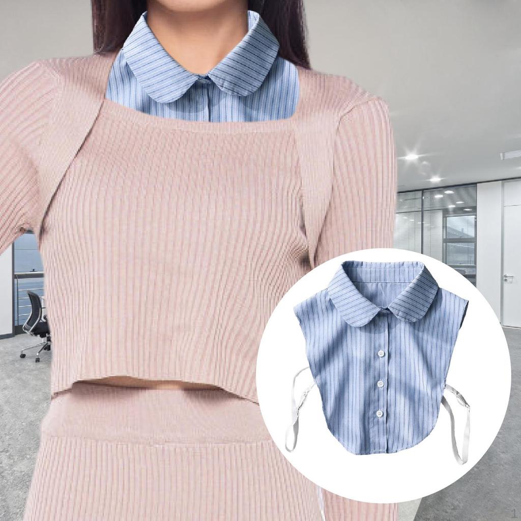 Fake Neck Blue Striped Accessories Detachable Dickey