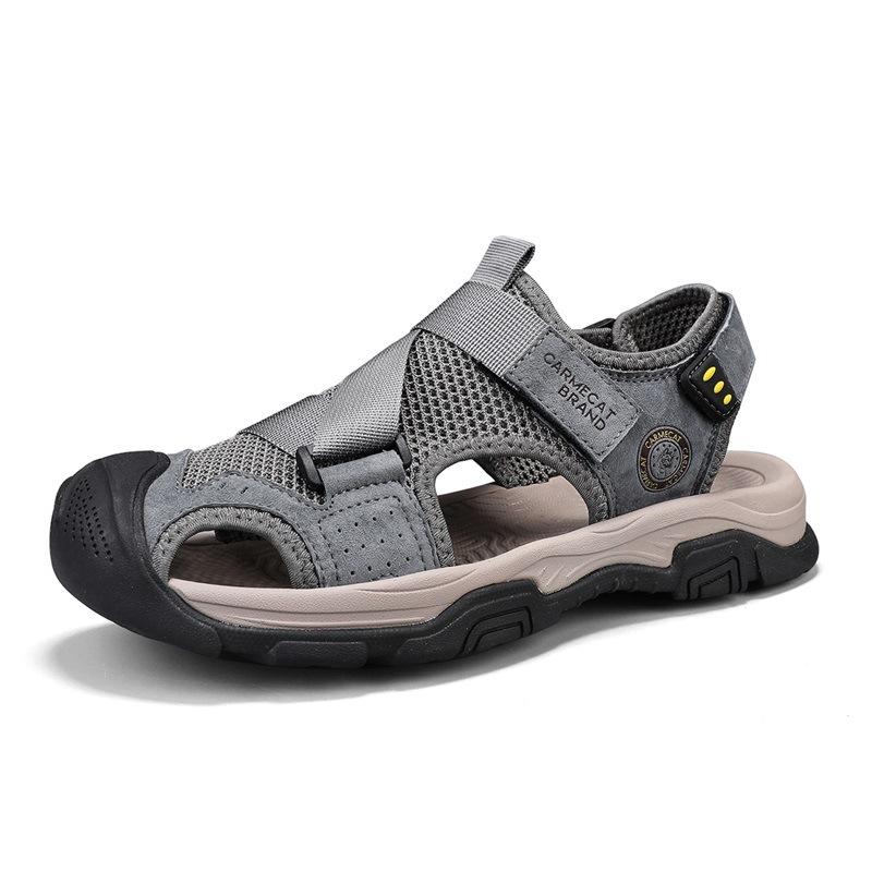 

Foreign trade large size men s shoes new lightweight soft sole non-slip bag head beach shoes 4546 summer hollow hole sandals 45 сірий колір