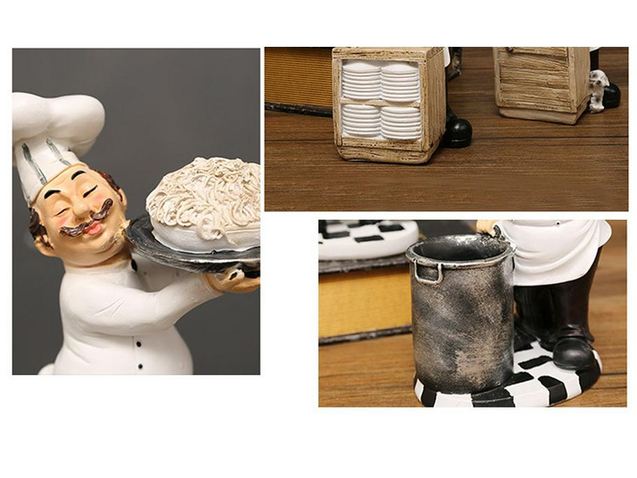 European Chef Figurine - Decorative Ornament for Home, Cafe, Cake Shop, or Living Room