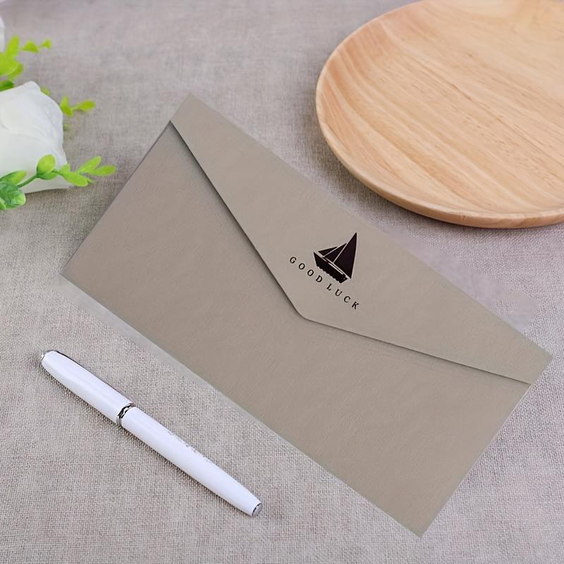 20 Stück Umschläge im Westernstil mit geprägtem Logo, Vintage-Business-Einladungsschreiben, verdickter perlmuttfarbener Karton