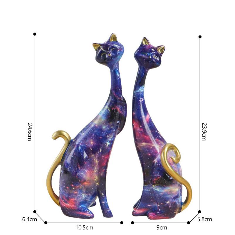 Oil Painting Couple Cat Figuirnes Decoration Home room Desktop Statue Ornaments Items Villa Club Sculpture Accessories Crafts
