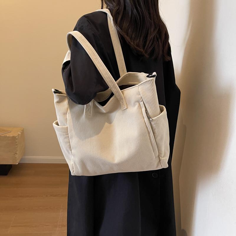 Corduroy Women's Bag Large Capacity Tote Bag Velvet Crossbody Bag Zipper Bag Handbag