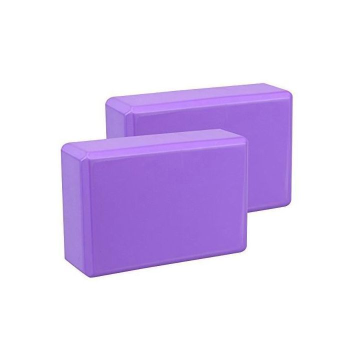 EXERZ Briques Yoga-Blocs De Yoga Haute Densité 2PK - Briques De Mousse De Fitness Confortables, Antidérapantes - Violet