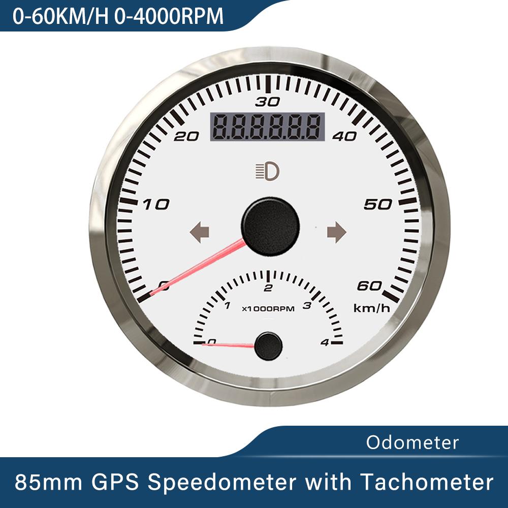 Universal 60 km/h 125 km/h 200 km/h 125 MPH 200 MPH GPS Speedometer Tachometer 0-4000 RPM 0-8000 RPM 85mm GPS Antenna 12V 24V 60KM-WS
