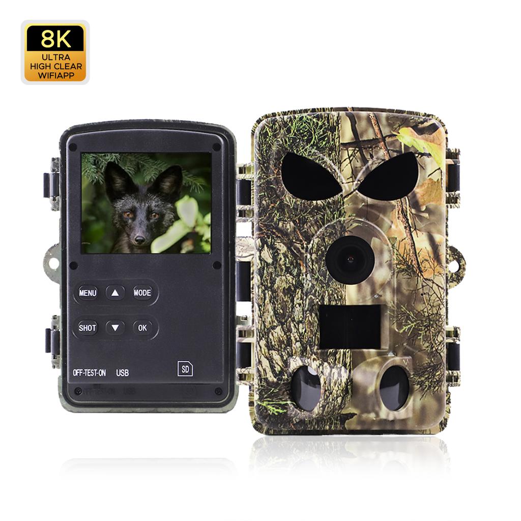Câmara de Trilha 8K Câmera de Vida Selvagem com BT GPS WiFi APP Visão Noturna Câmera à Prova d'Água Fotos 60MP Disparo Rápido