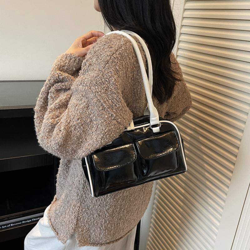 New Ladies Pillow Shaped Fashion Single Shoulder Bag Semi-Circle Bright Surface Casual Women's Bag