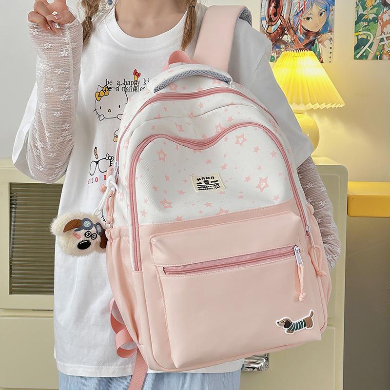 High-value schoolbag female college student large-capacity Mori printed backpack cute junior high school student lightweight versatile backpack