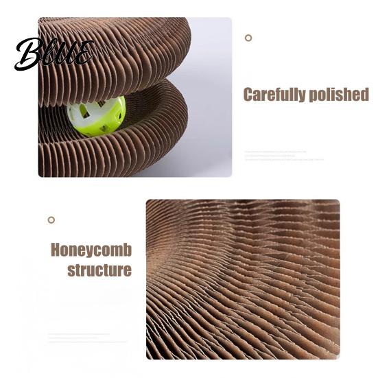 Compact Cat Scratching Bell Ball Toy Foldable Accordion Scratch Board Cats Interactive with Magic Portable