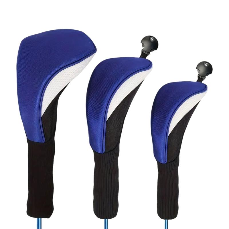 3Pcs Professinal Golf Head Cover with Interchangeable Number Label Soft Wood Golf Club Driver Headcovers Easy to Use