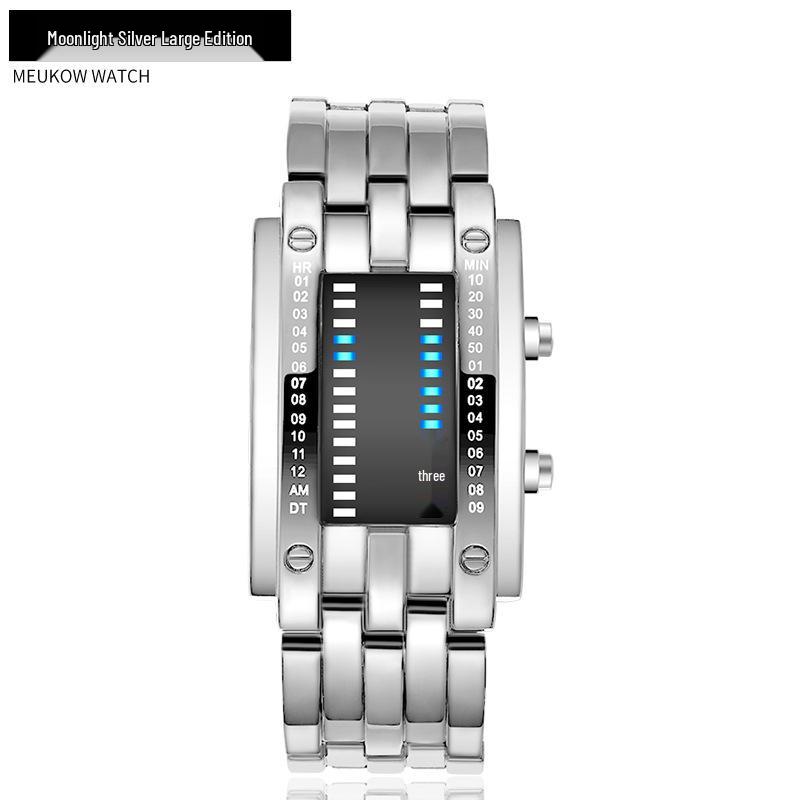 Koreanische Trendige LED Iron Man Dual-Line Binäre Mode Paar Studentenuhr