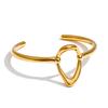 Yhpup 65mm Minimalist Stainless Steel Oval Hollow Cuff Bracelet Bangle for Women Attractive Chic Jewelry Waterproof