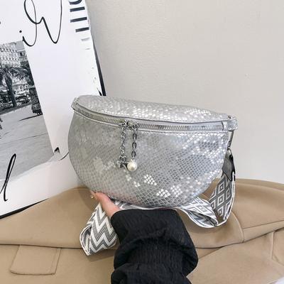 Large Capacity Casual Western-style Women's Bag Snake Patterned Waist Bag Solid Color Trendy Chest Bag Versatile Casual Simple Crossbody Bag