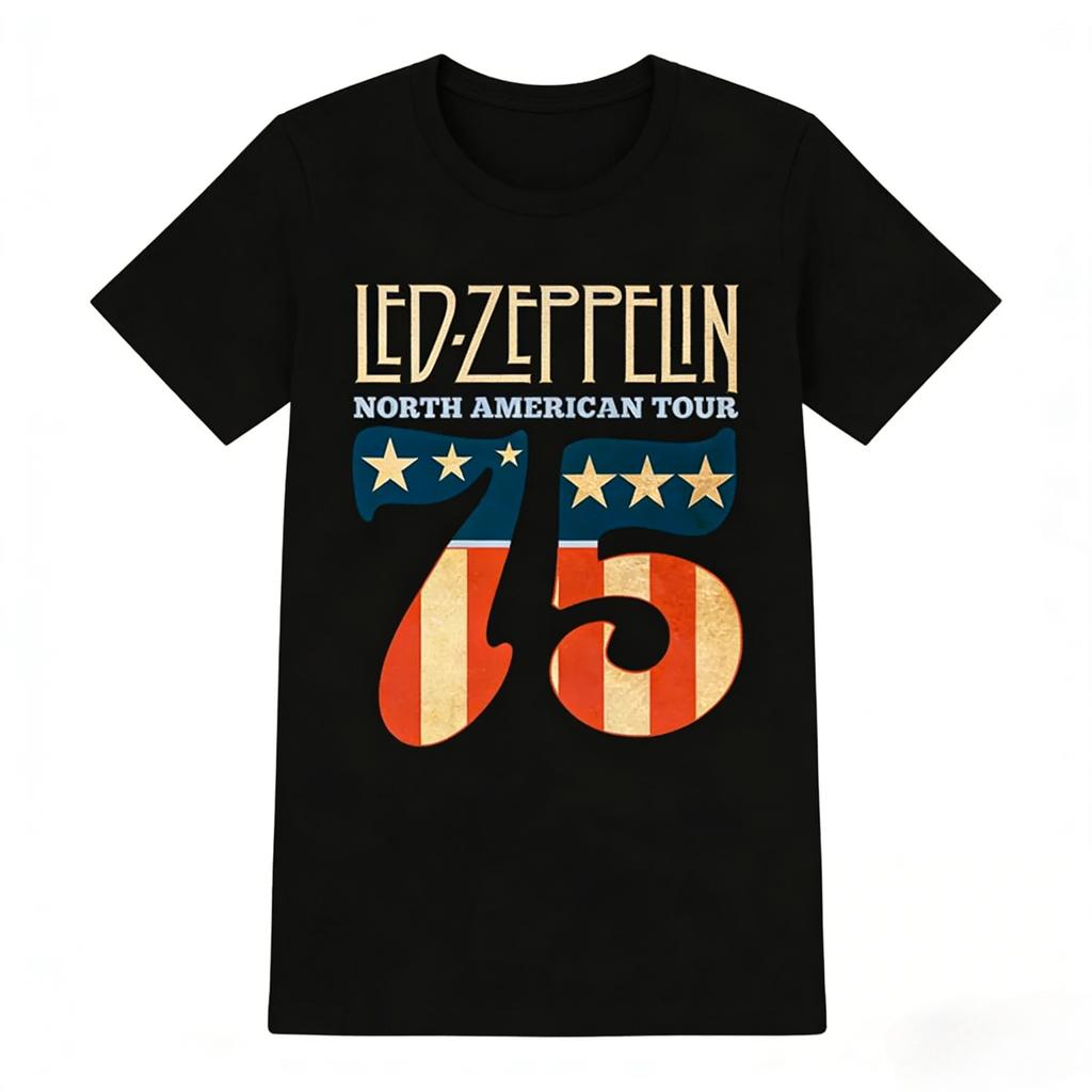 Rock Band Led Zeppelin Unisexs 100Cotton 75th Anniversary Graphics Tshirt Summer Spring Women Oversized Hiphop Y2k Fashion Tshirt