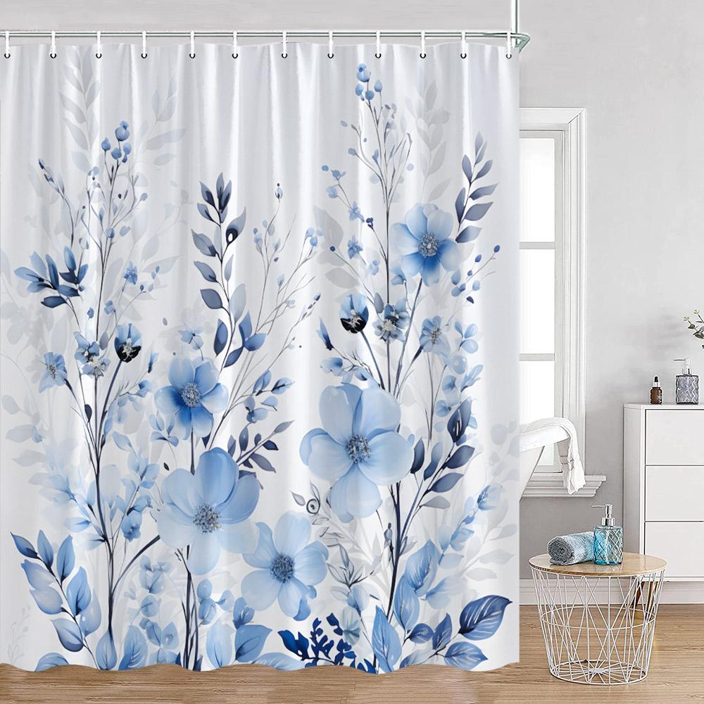 Watercolor Flowers Floral Shower Curtains Butterfly Greenery Plants Nature Home Decor for Bathroom Polyester Fabric Bath Curtain