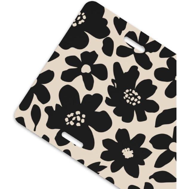 Flower Floral Front License Plate for Women Car Vanity Plates Decorative Aluminum Metal Cute Novelty License Plate Cover for Men 6x12 Inch (4 Holes)