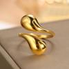 Unisex Fashion Design Stainless Steel Teardrop Open Ring