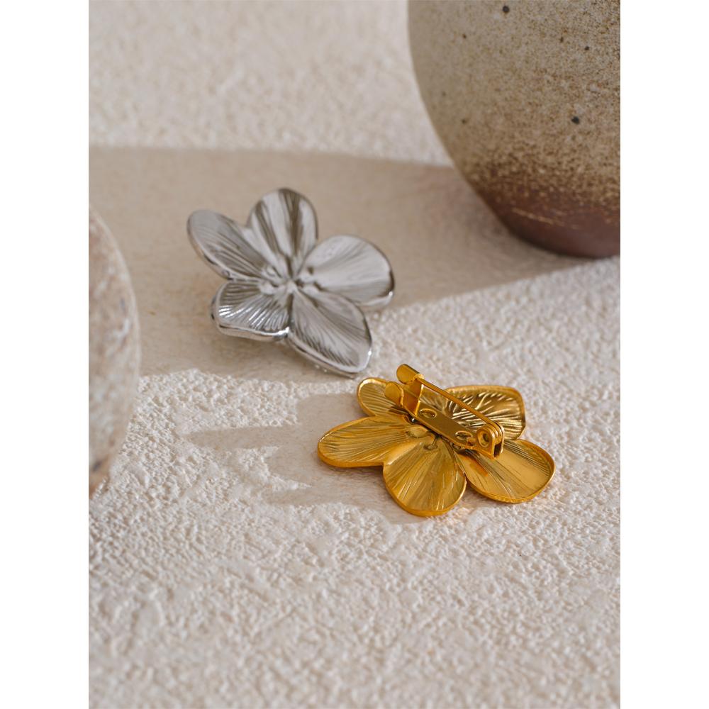 Yhpup Heißer Stil Edelstahl Metall Blume Brosche Anstecknadel 18K PVD Beschichtet Kleidung Accessoires Wasserdicht Mode Schmuck Geschenk
