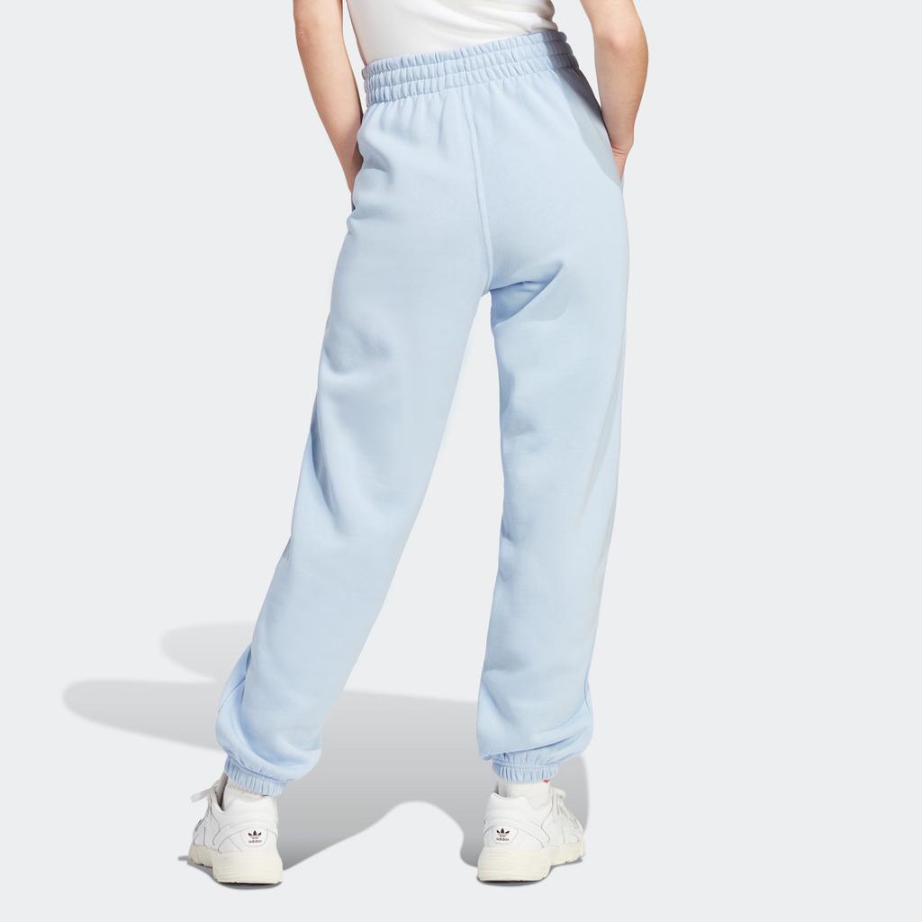 Adidas Originals Solid Color Embroidered Logo Casual Cuffed Sports Pants Women Bottoms Light-Pink Blue IK7687