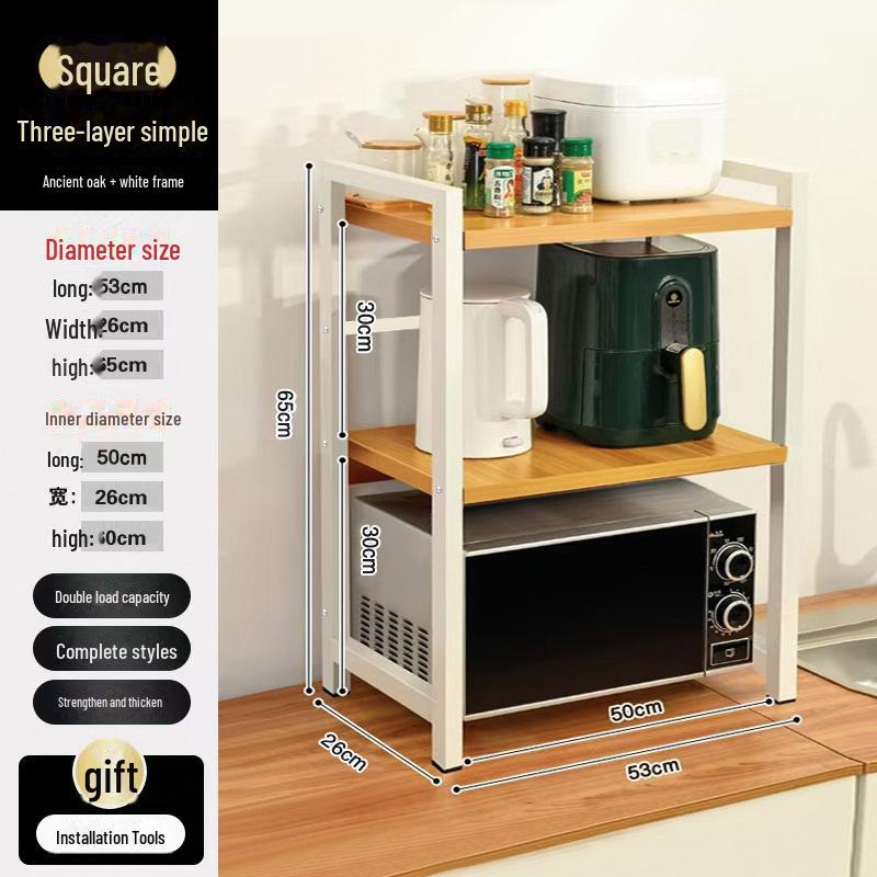 Three-Layer Kitchen Microwave and Spice Storage Rack