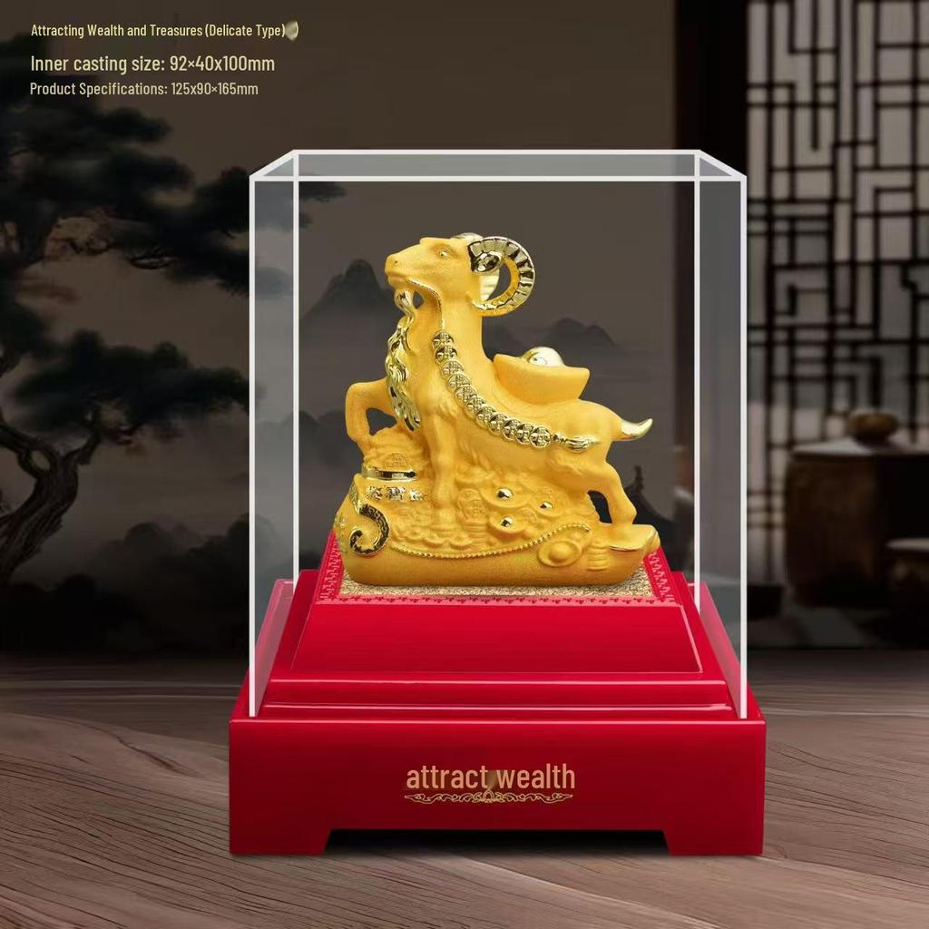 Golden Sheep Feng Shui Figurine for Prosperity - Three Sheep Zodiac Wealth Attracting Gift