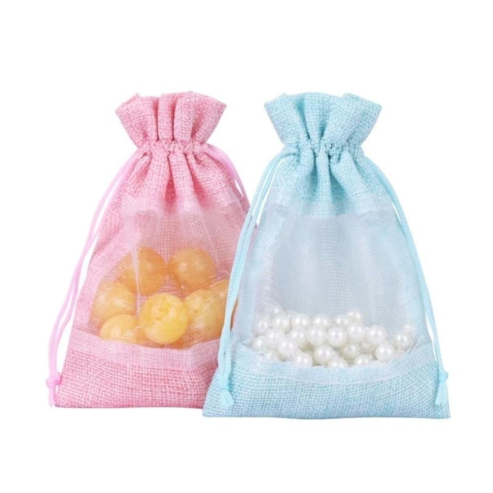 1/10PCS Washable Gift Drawstring Bags Cotton Linen Drawstring Gift Pouches  For Wedding Party