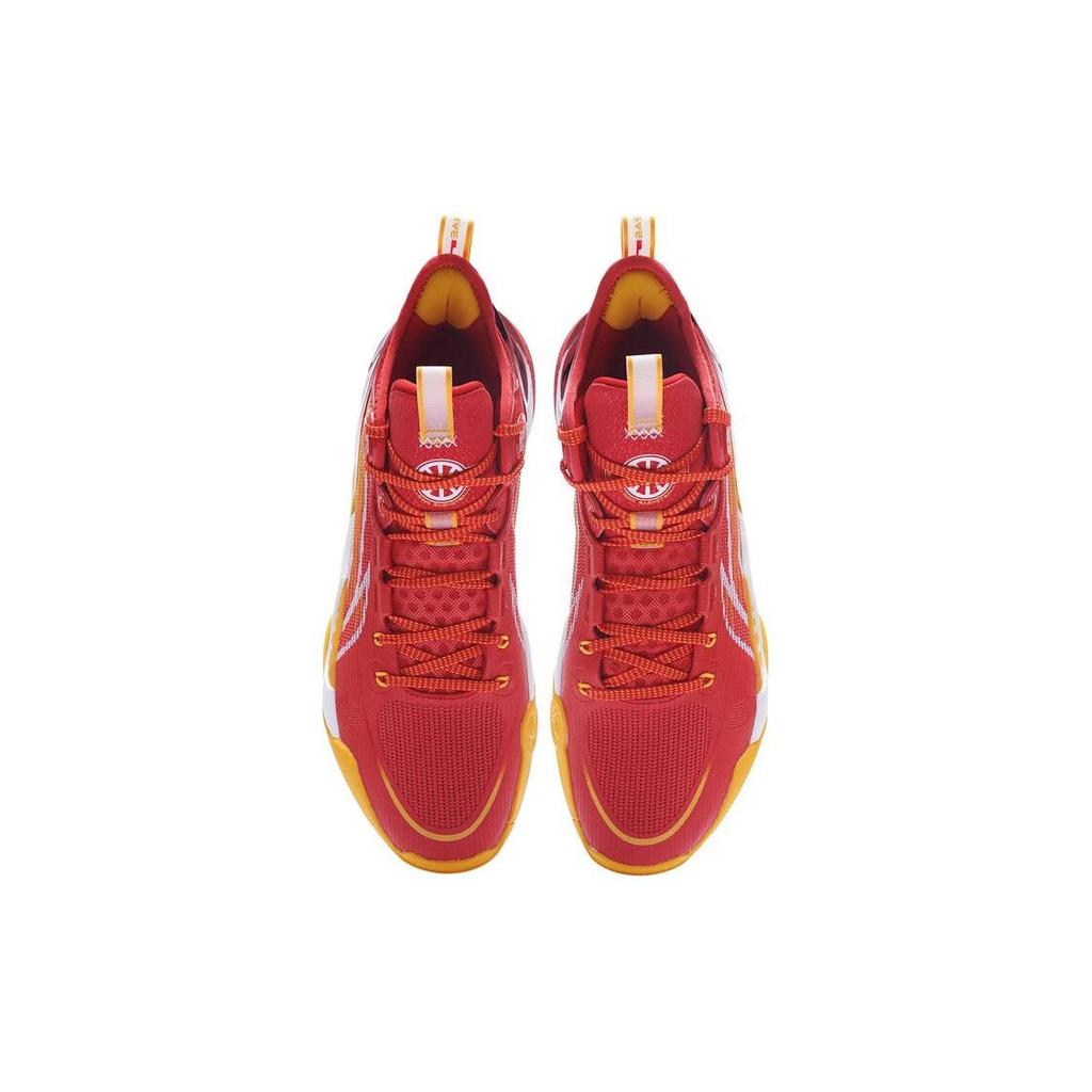New LiNing SONIC 10 Ultra Cushioning Anti Slip And Wear Resistant Mid Top Basketball Shoes Bright Neon Red ABAS145-10