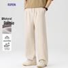 ROMON Unisex Cotton Linen Ramie Blend Loose Straight Leg Pants