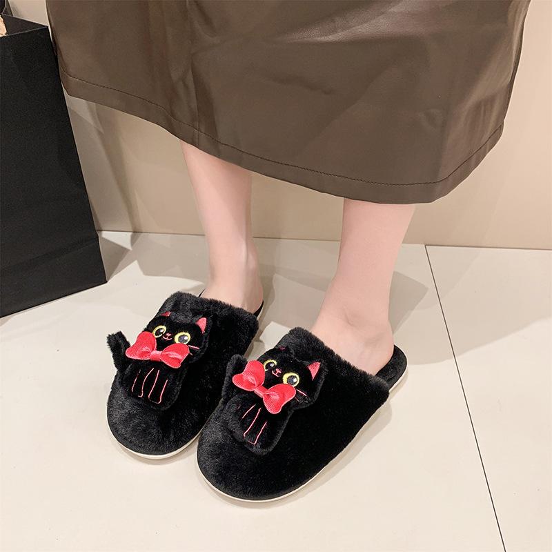 Cute Cartoon Internet Celebrity Mao Mao Slippers Women Wear 2025 Autumn and Winter New Comfortable and Warm Indoor Bag Head Cotton Mop