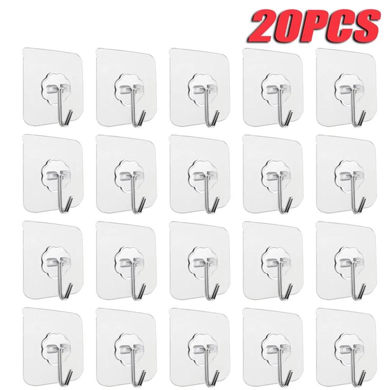 Transparent Stainless Steel Self-Adhesive Hooks Bathroom Towel Clothes Storage Sticker Hook Key Hangers Storage Holder