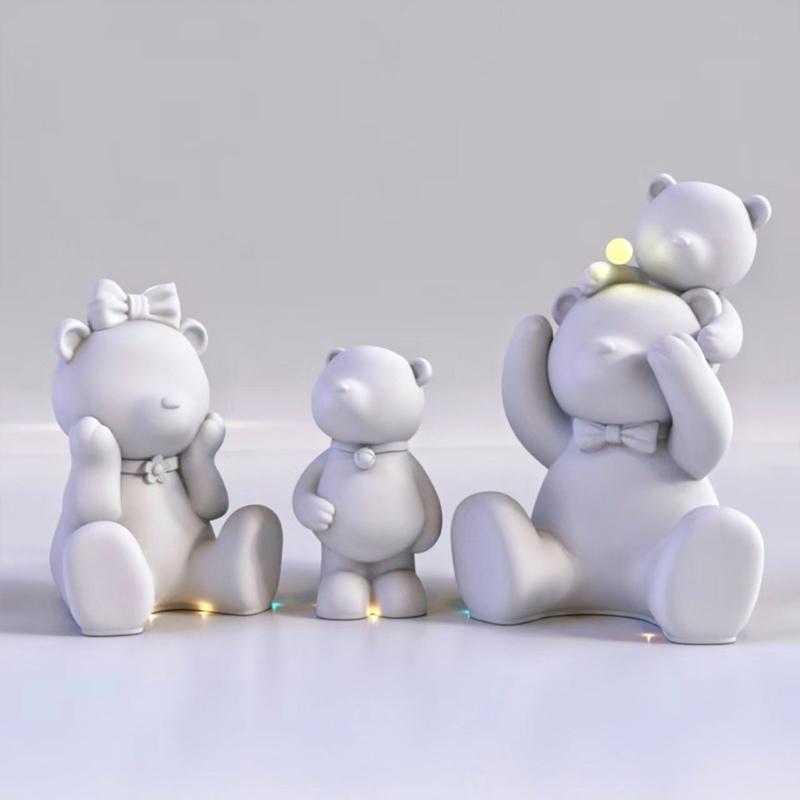 Multipurpose Adorable 3D Bear Sturdy Silicone Mold Portable for Resin Craft and Gypsum Figurines Home Decoration