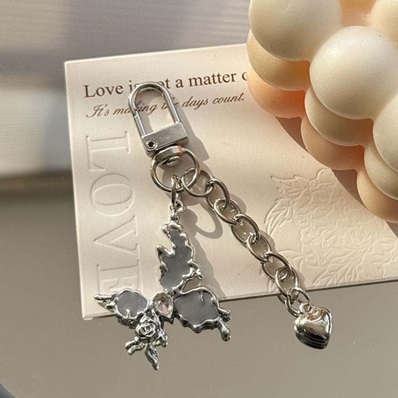 

Брелок для ключей из сплава «Бабочка» Y2K, подвеска для телефона Ins Style, чехол для наушников, подвески, сумка, декор, автомобильный брелок для ключей серый