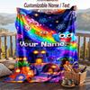 Amazing World of Gumball Flannel Blanket, Personalized Custom Name Text, Soft Warm Plush Throw Blanket For Gift