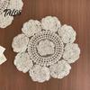 Round Lace Doilies for Dressers Rose Placemat, Embroidered Coaster Place Mat, Retro Vintage Floral Table Mats Doily Tea Cup Vase Dining Decoration