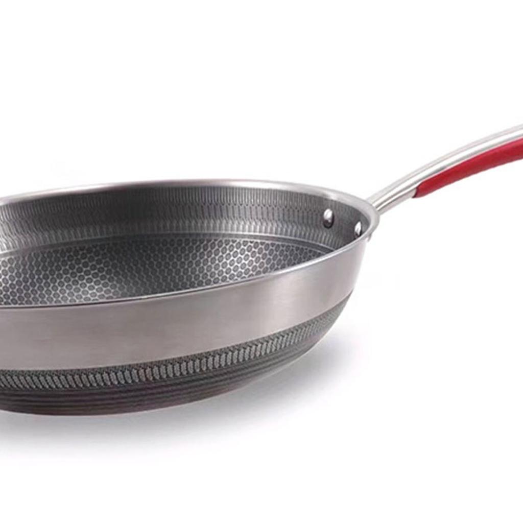 Edelstahl Bratpfanne Gleichmäßig Erhitzt Runder Boden Umweltfreundliches Kochen Sautépfanne Küchengeschirr