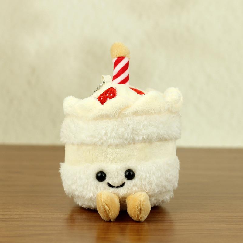 Cute Plush Cartoon Keychain Toy Cake Milk Tea Cup Accessory In Colors Sweet
