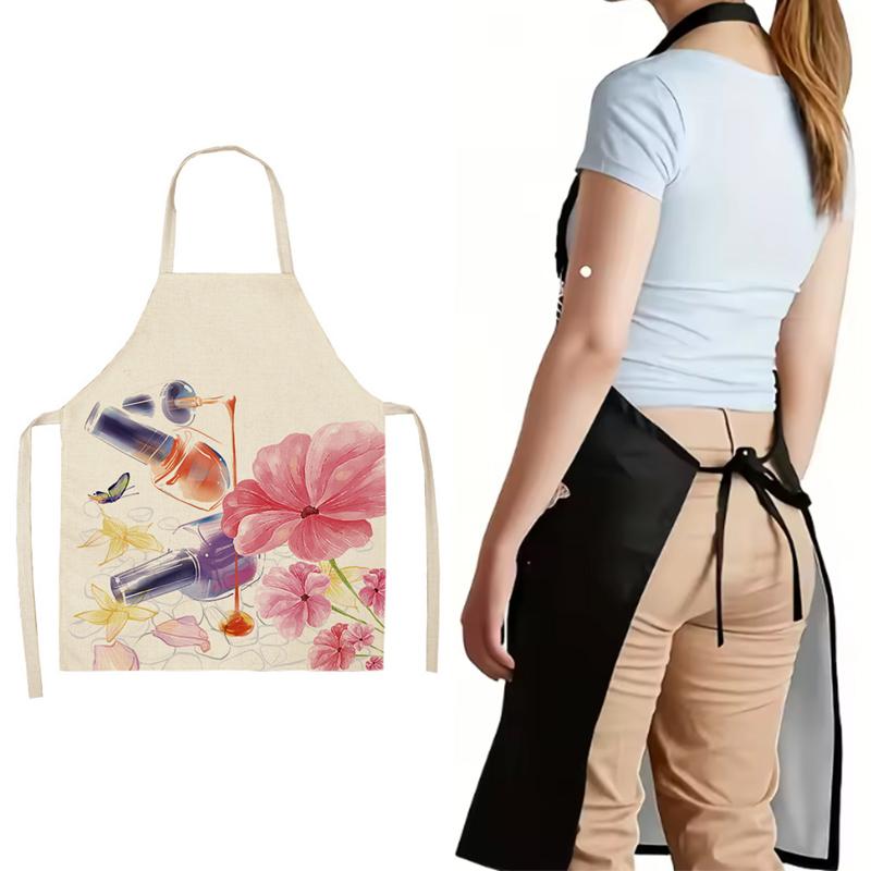 Nail Polish Flax Bib Apron Adult Women Men For Kitchen 65X53Cm Finger Manicure Tech Painting Nail Products