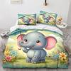Kawaii Elephant Duvet Cover Set Cute Animals Quilt Cover Twin Queen Soft Microfiber Cartoon Bedding Set For Boys Girls Room Dorm