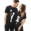 Polyester 100% Valentijnsdag T-shirts voor Koppels, Korte Mouwen, Veelzijdig, Ronde Hals, Leuke Gedrukte Designs voor Zowel Mannen Vrouwen