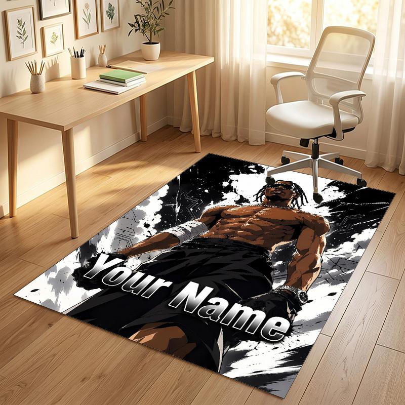 Personalized Crystal Velvet Carpet,Travis Scott Custom Printed Name, Plush Area Rug For Home Indoor Decor