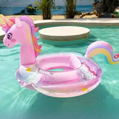 Charming Unicorn Inflatable Swim Ring - Cute Sequin Rainbow Horse Design, Durable PVC Material, Perfect for Summer Pool Parties