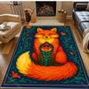 Retro Fox and Flowers Print Carpet for Bedroom Living Room Bedside Sofa Floor Mat Modern Home Decor Area Rug for Gifts