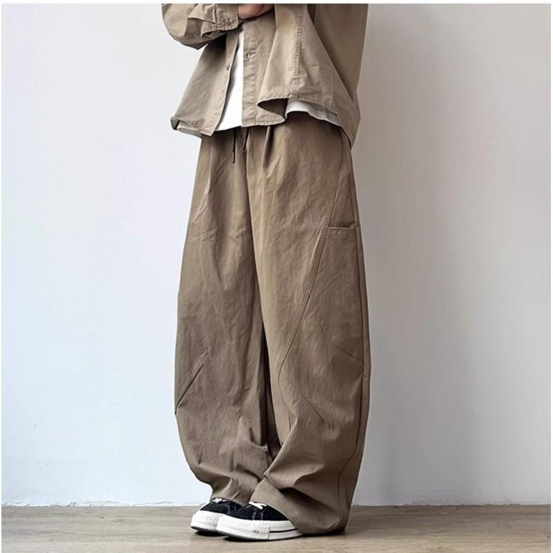 Unisex Relaxed Fit Cargo Pants With Pleated Detail Japanese Retro Style Lightweight Breathable Trousers Fall Outdoor