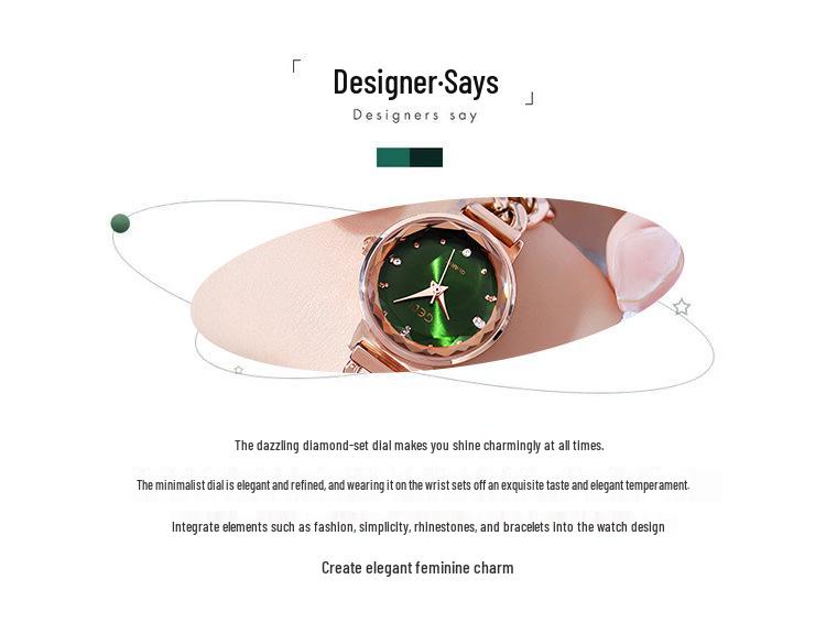 Gedi Fashion Gradient Dial Women's Denim Chain Waterproof Quartz Watch