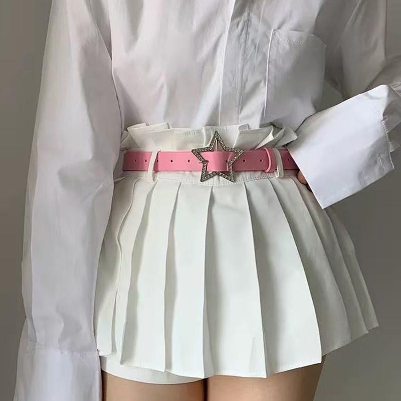 Waist belt for women; fashionable, American retro, ins style, star pink decor, design sense, to be worn with a skirt and blouse,