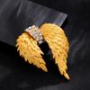 Diamond-encrusted Golden Wing Feather Brooch, Luxurious and Elegant Corsage Suit Jacket Coat