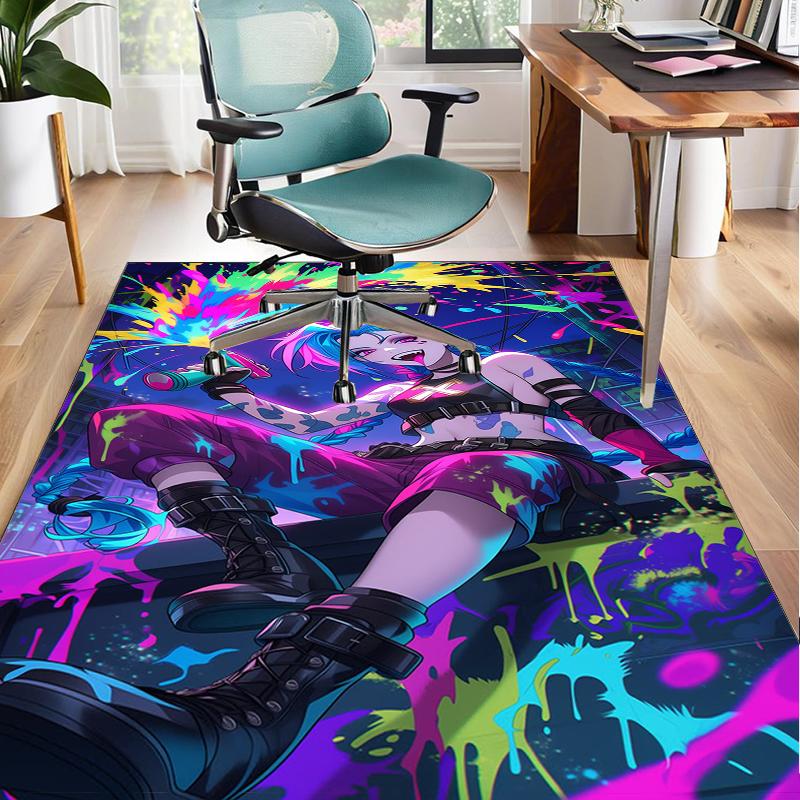 Fantasy Warrior Jing Office Rug Chair Mat, Game Carpet, Suitable for Front Door, Bedroom, Living Room, Desk, Holiday Gift