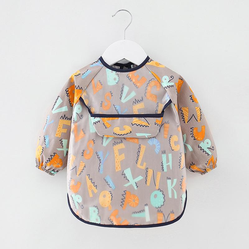 Children's Long Sleeve Waterproof Cotton Bib for Babies - Stain-Resistant, Back-Fastening for Boys & Girls