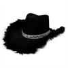 Furry Trim Western Cowboy Hat Solid Color Top Hat Fashion Sequin Cowgirl Hat  Stage Performance
