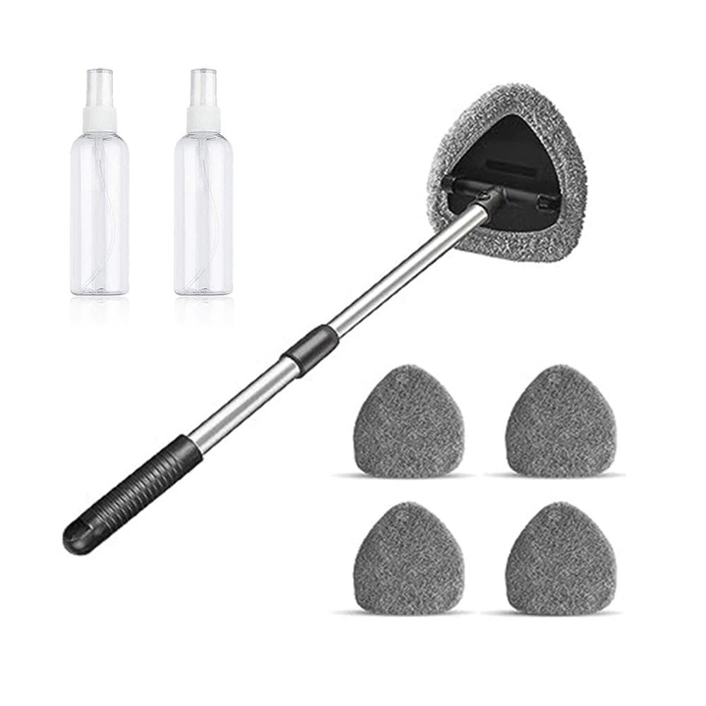 

Набор для очистки лобового стекла, Инструменты для очистки лобового стекла автомобиля с 4 многоразовыми и моющимися подушечками из микрофибры и выдвижной ручкой