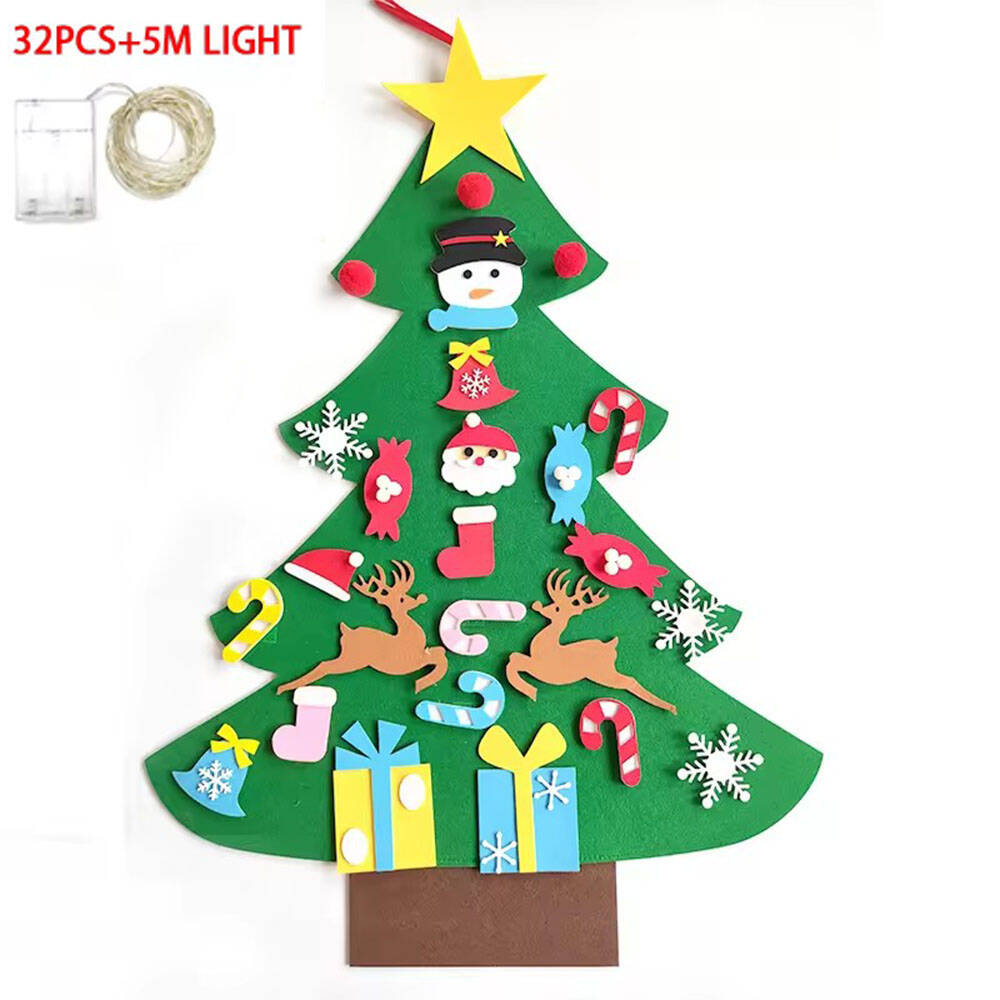DIY Felt Christmas Tree Christmas Decoration for Home Navidad 2025 New Year Christmas Ornaments Santa Claus Xmas Kids Gifts